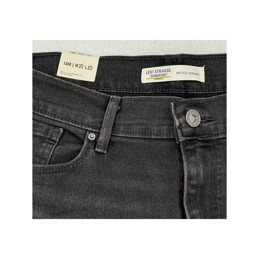 Levi Strauss Signature Gold Mid Rise Straight Jeans Dark Gray 14M W32 x L32